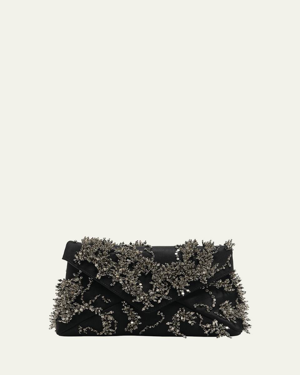 Beaded Envelope Flap Clutch Bag